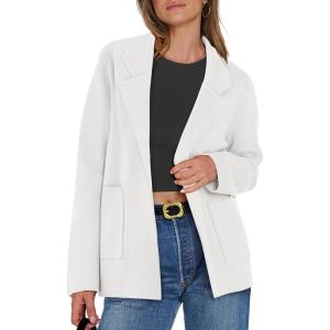 imageANRABESS Women Blazer Cardigan Sweater Chunky Open Front Lady Jacket Coat Fall Outwear Coatigan 2025 Trendy OutfitsWhite