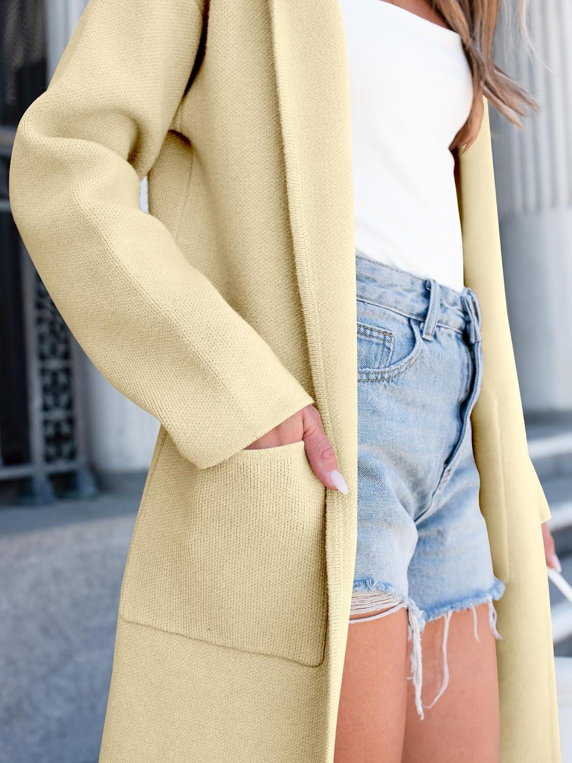 imageANRABESS Women Cardigan Open Front Oversized Casual Knit Hoodie Sweater Coatigan Lady Coat 2025 Fall Trendy OuterwearBeige