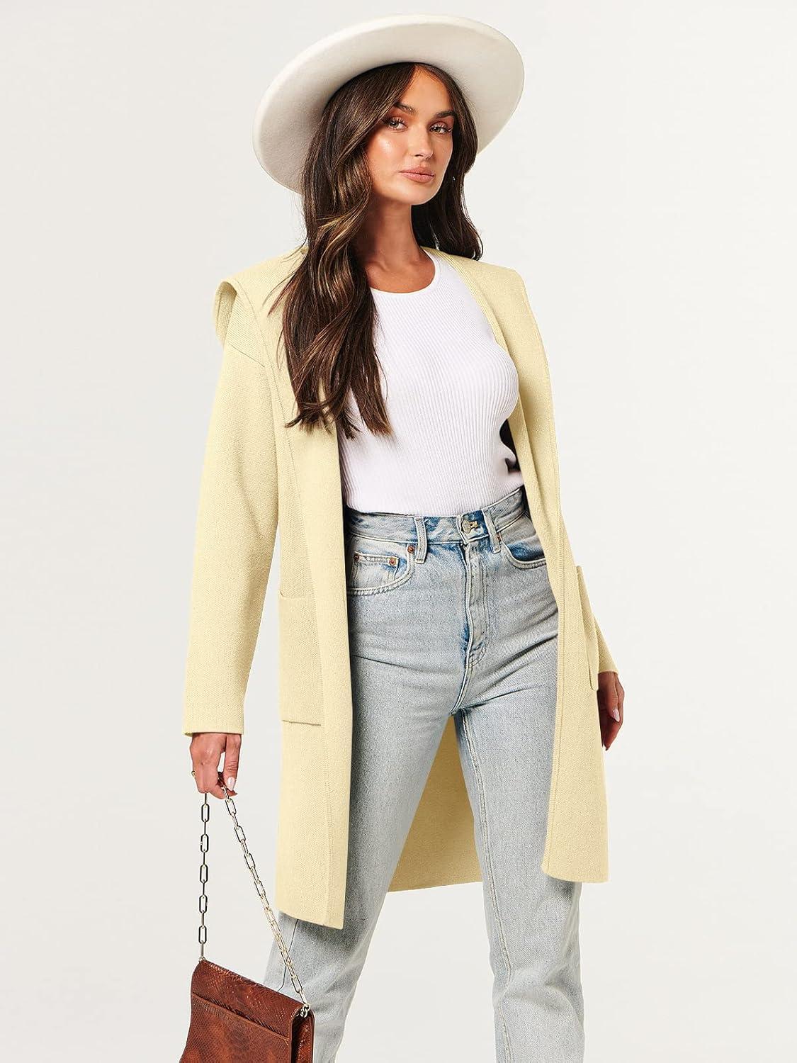 imageANRABESS Women Cardigan Open Front Oversized Casual Knit Hoodie Sweater Coatigan Lady Coat 2025 Fall Trendy OuterwearBeige