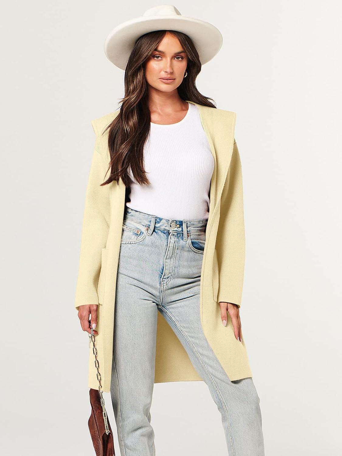 imageANRABESS Women Cardigan Open Front Oversized Casual Knit Hoodie Sweater Coatigan Lady Coat 2025 Fall Trendy OuterwearBeige