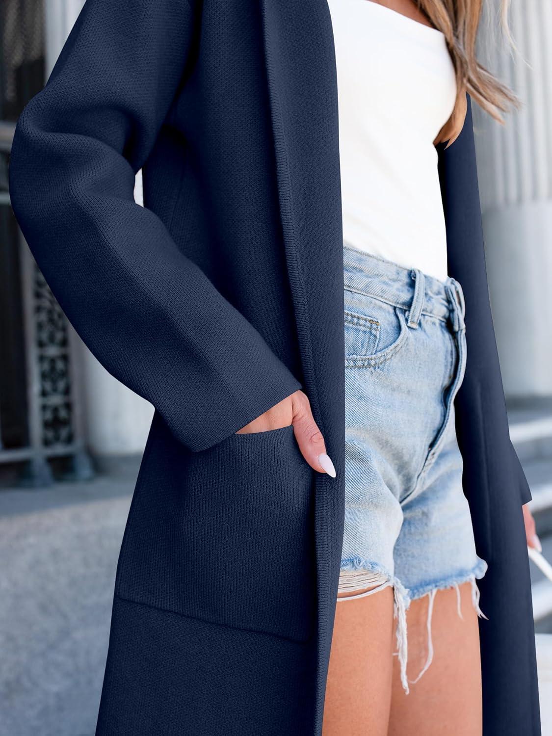 imageANRABESS Women Cardigan Open Front Oversized Casual Knit Hoodie Sweater Coatigan Lady Coat 2025 Fall Trendy OuterwearDeep Blue