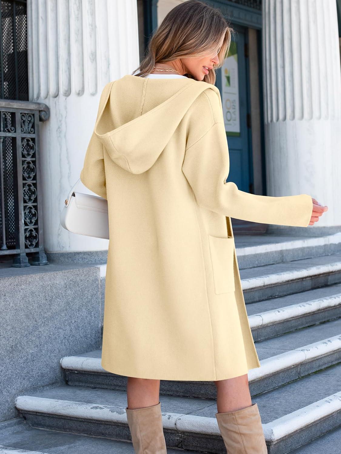 imageANRABESS Women Cardigan Open Front Oversized Casual Knit Hoodie Sweater Coatigan Lady Coat 2025 Fall Trendy OuterwearKhaki Beige