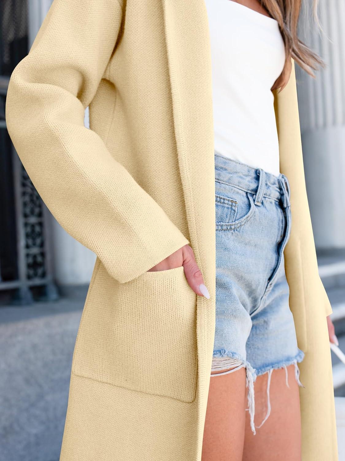 imageANRABESS Women Cardigan Open Front Oversized Casual Knit Hoodie Sweater Coatigan Lady Coat 2025 Fall Trendy OuterwearKhaki Beige