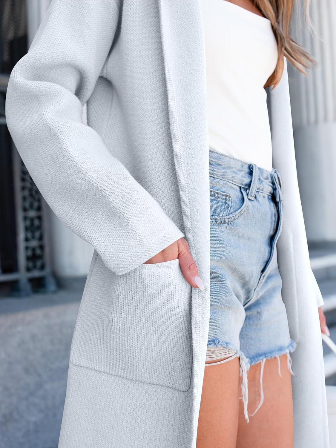 imageANRABESS Women Cardigan Open Front Oversized Casual Knit Hoodie Sweater Coatigan Lady Coat 2025 Fall Trendy OuterwearLight Blue