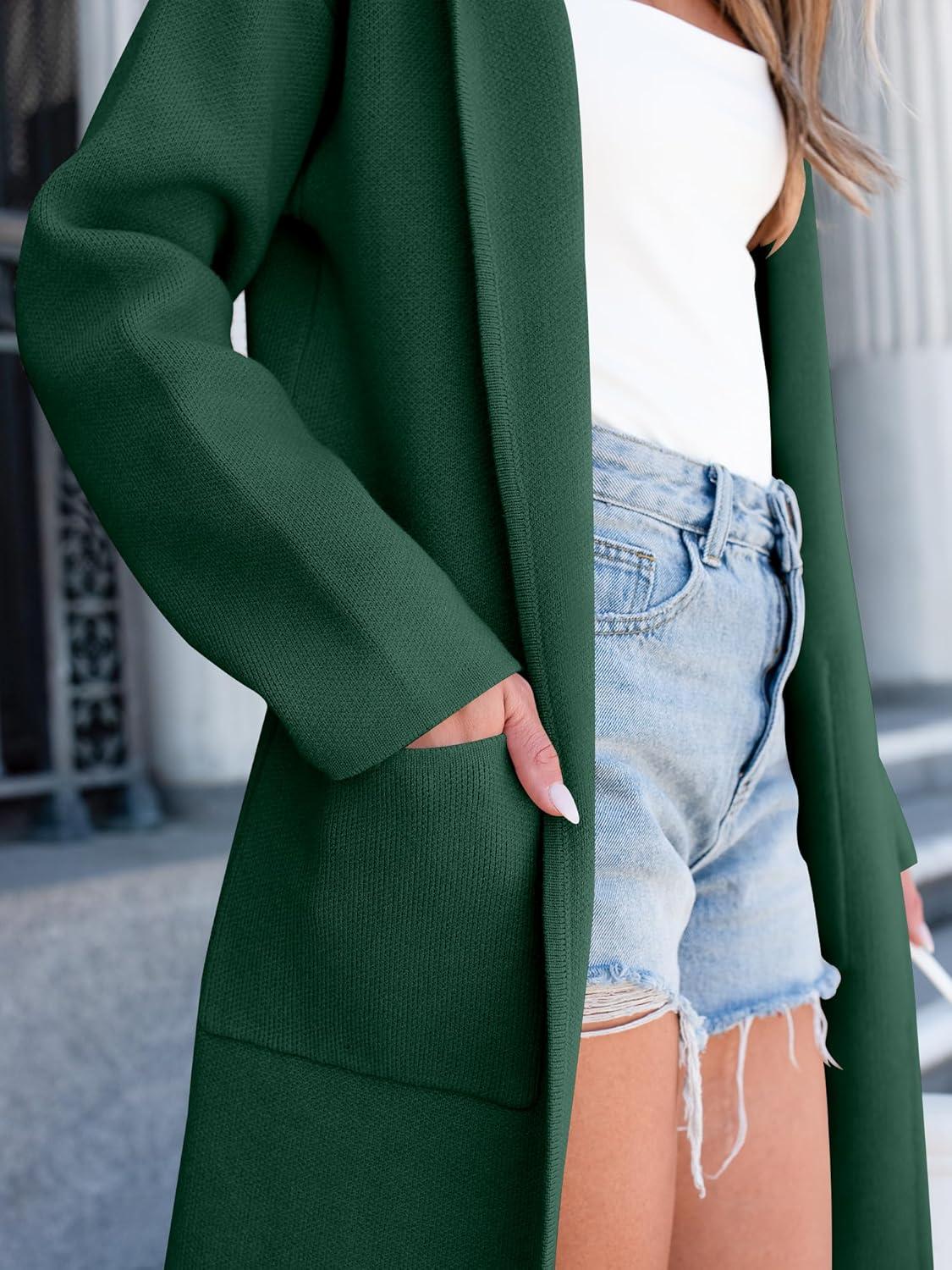 imageANRABESS Women Cardigan Open Front Oversized Casual Knit Hoodie Sweater Coatigan Lady Coat 2025 Fall Trendy OuterwearOpal Green