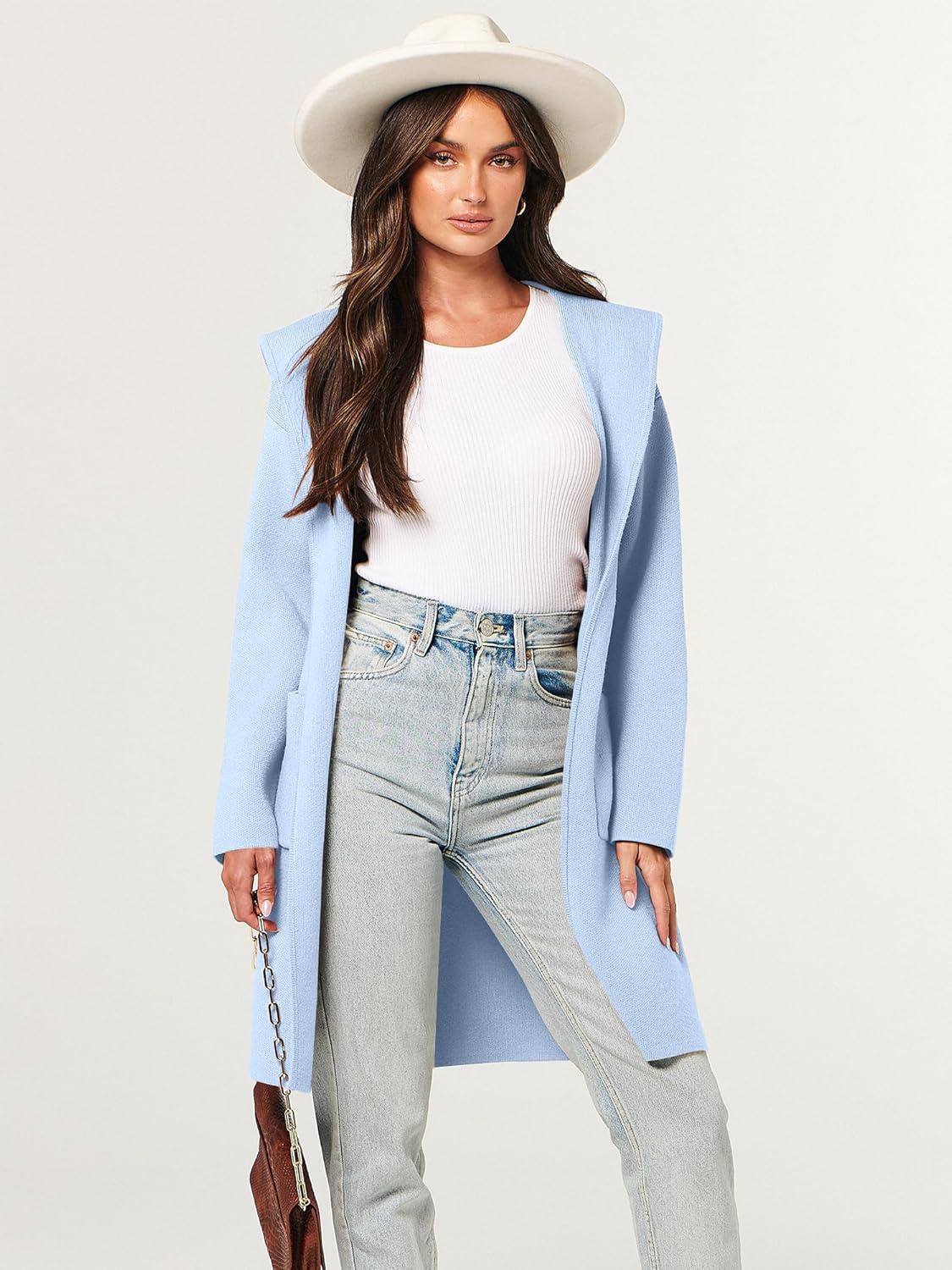imageANRABESS Women Cardigan Open Front Oversized Casual Knit Hoodie Sweater Coatigan Lady Coat 2025 Fall Trendy OuterwearSky