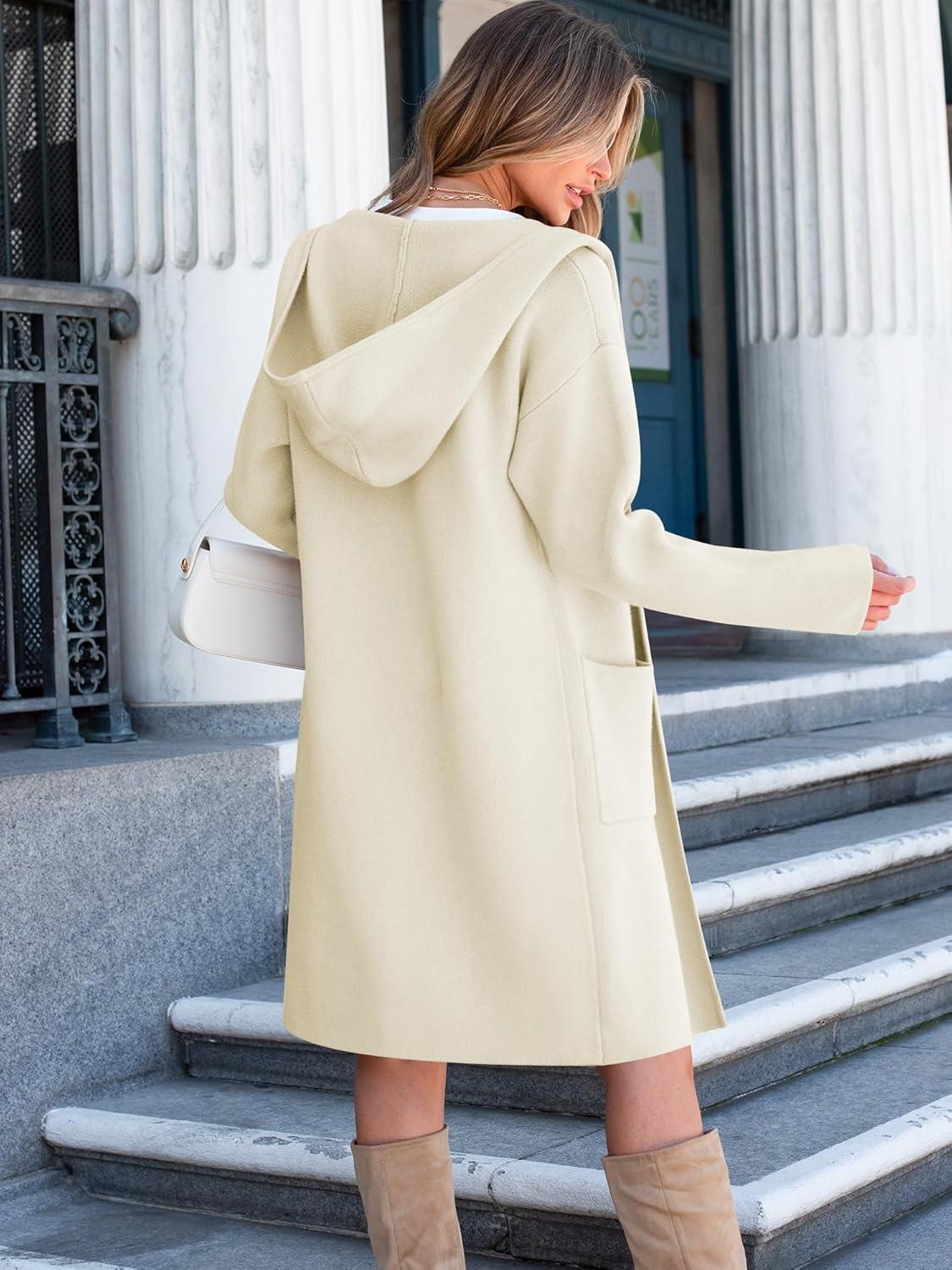 imageANRABESS Women Cardigan Open Front Oversized Casual Knit Hoodie Sweater Coatigan Lady Coat 2025 Fall Trendy OuterwearWhite