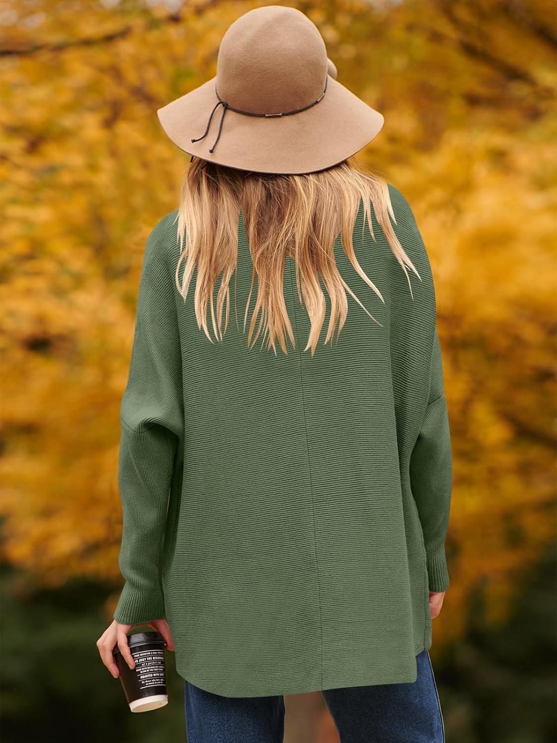 imageANRABESS Womens Oversized Turtleneck Batwing Long Sleeve Casual Cozy Baggy Knit Pullover Tunic Sweater 2024 Fall OutfitsCeladon