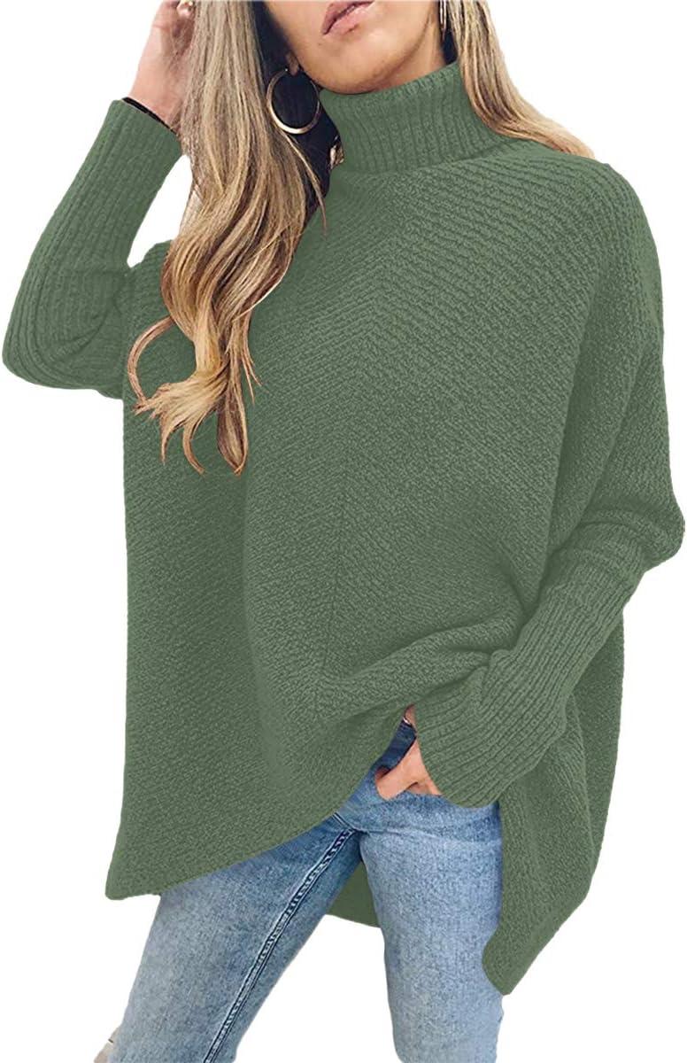 imageANRABESS Womens Oversized Turtleneck Batwing Long Sleeve Casual Cozy Baggy Knit Pullover Tunic Sweater 2024 Fall OutfitsCeladon