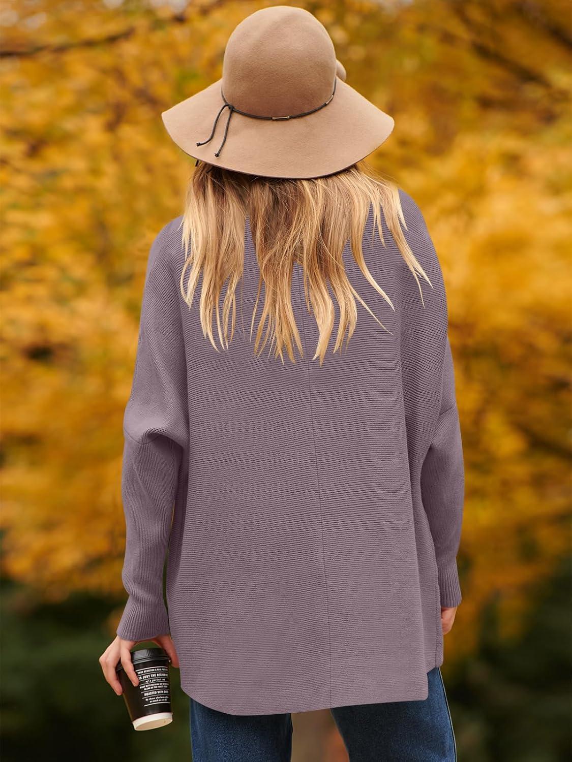 imageANRABESS Womens Oversized Turtleneck Batwing Long Sleeve Casual Cozy Baggy Knit Pullover Tunic Sweater 2024 Fall OutfitsDark Purple