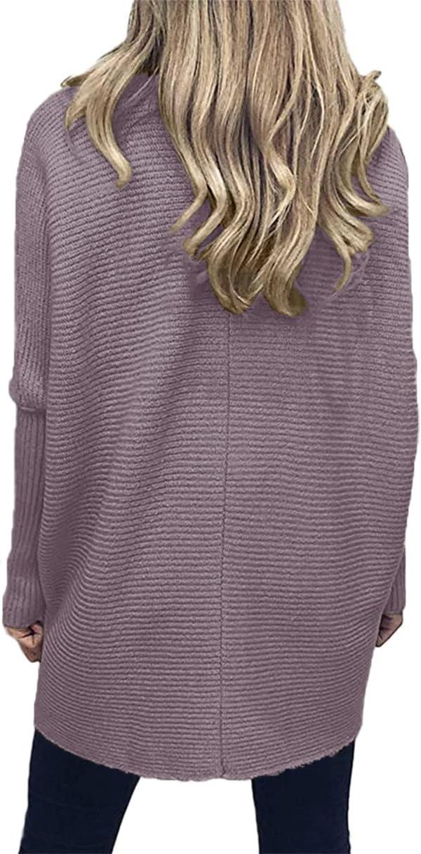 imageANRABESS Womens Oversized Turtleneck Batwing Long Sleeve Casual Cozy Baggy Knit Pullover Tunic Sweater 2024 Fall OutfitsDark Purple