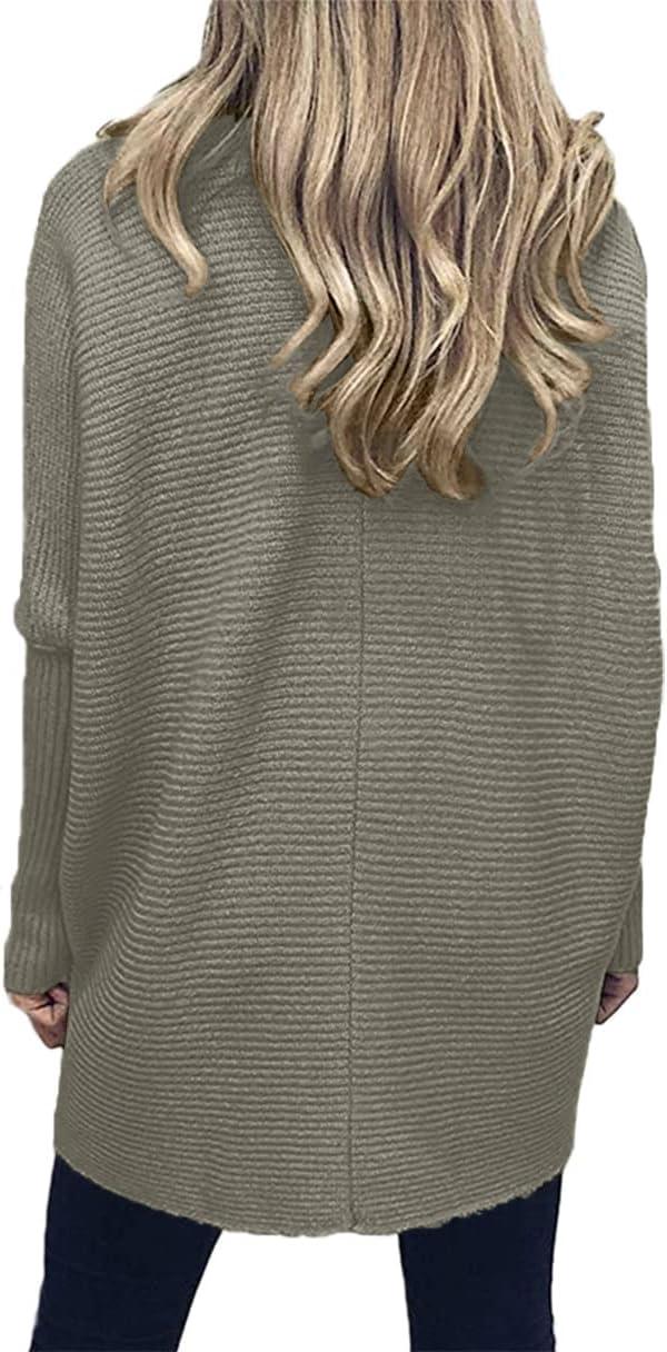 imageANRABESS Womens Oversized Turtleneck Batwing Long Sleeve Casual Cozy Baggy Knit Pullover Tunic Sweater 2024 Fall OutfitsGray Coffee