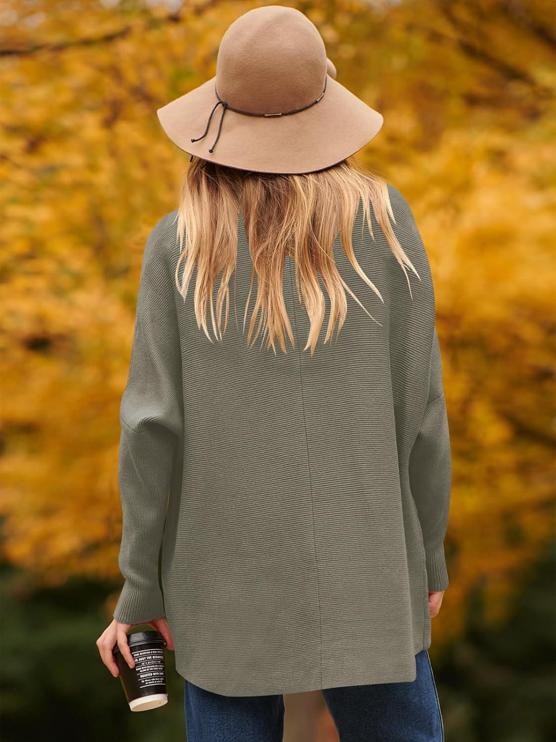 imageANRABESS Womens Oversized Turtleneck Batwing Long Sleeve Casual Cozy Baggy Knit Pullover Tunic Sweater 2024 Fall OutfitsGray Coffee