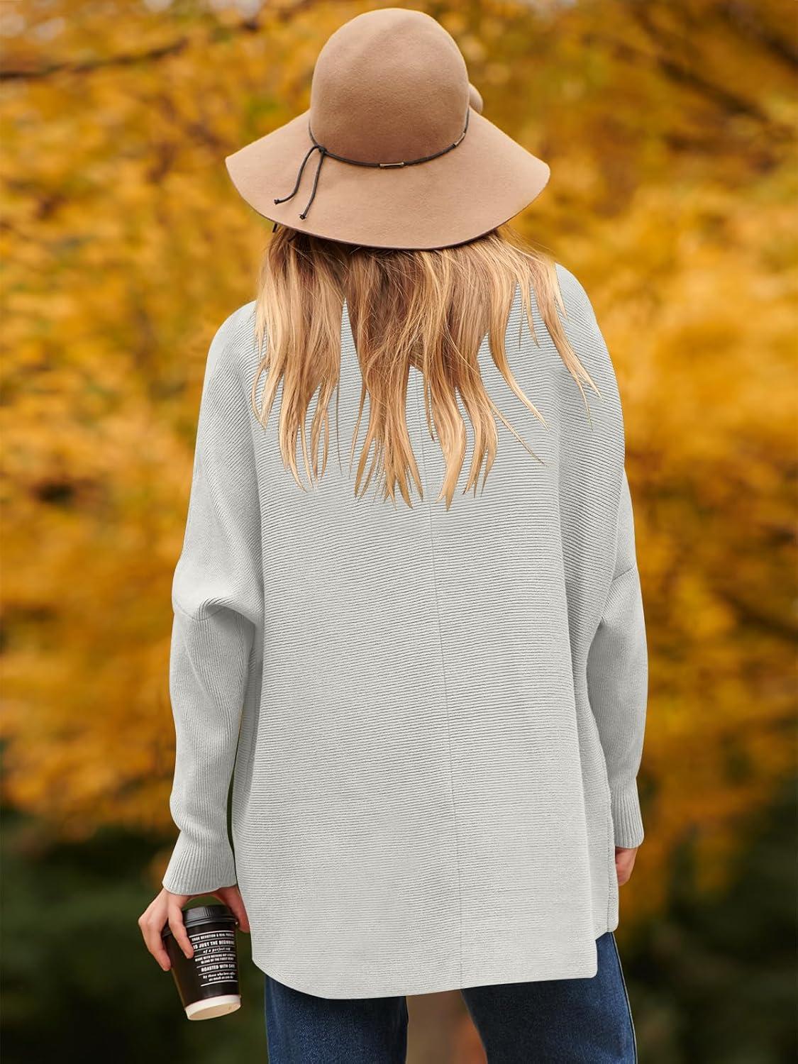imageANRABESS Womens Oversized Turtleneck Batwing Long Sleeve Casual Cozy Baggy Knit Pullover Tunic Sweater 2024 Fall OutfitsGrey