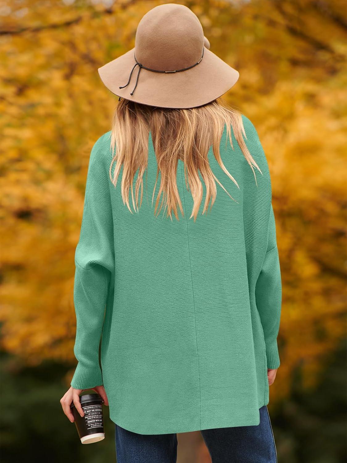 imageANRABESS Womens Oversized Turtleneck Batwing Long Sleeve Casual Cozy Baggy Knit Pullover Tunic Sweater 2024 Fall OutfitsLake