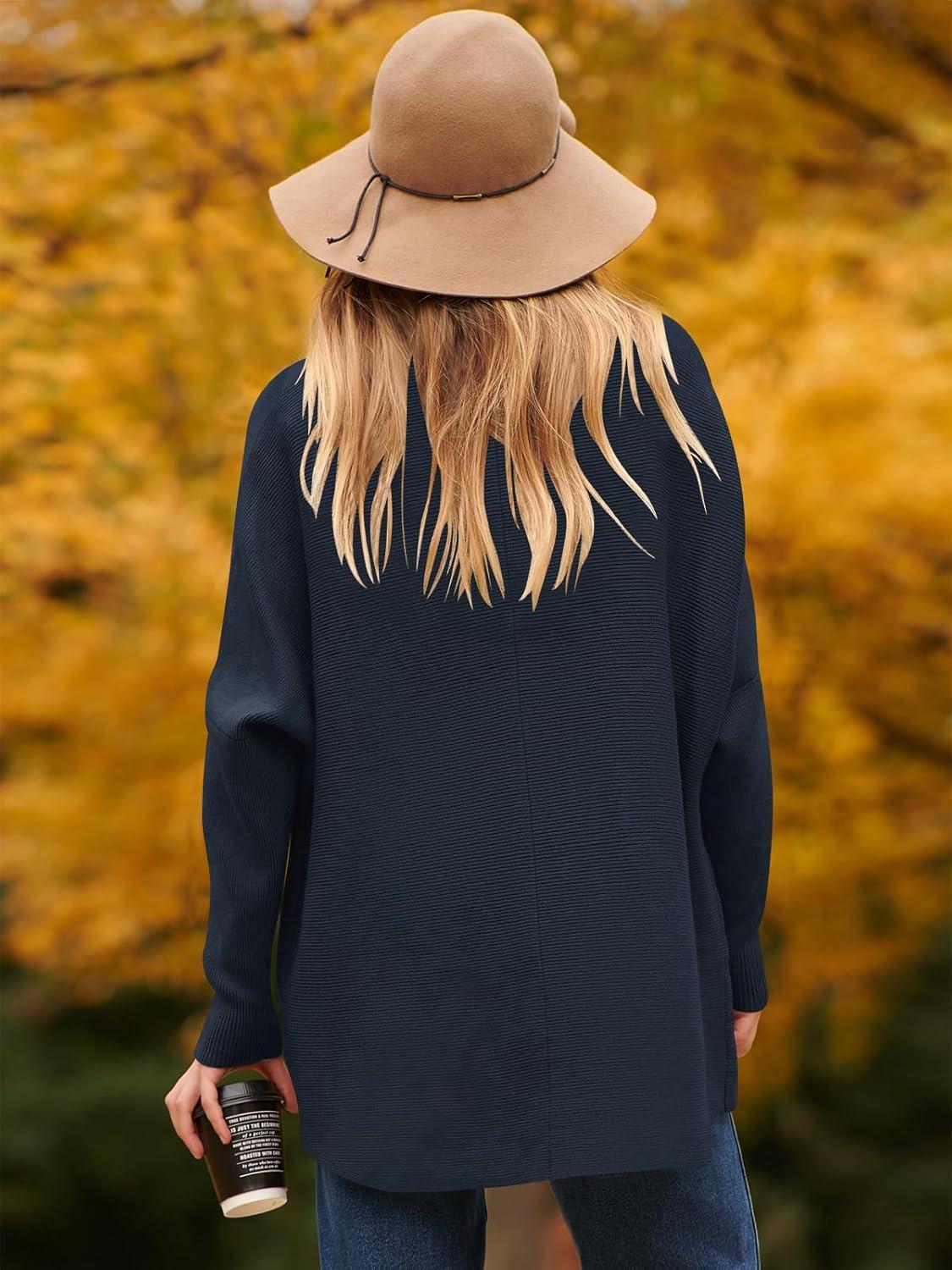 imageANRABESS Womens Oversized Turtleneck Batwing Long Sleeve Casual Cozy Baggy Knit Pullover Tunic Sweater 2024 Fall OutfitsNavy Blue