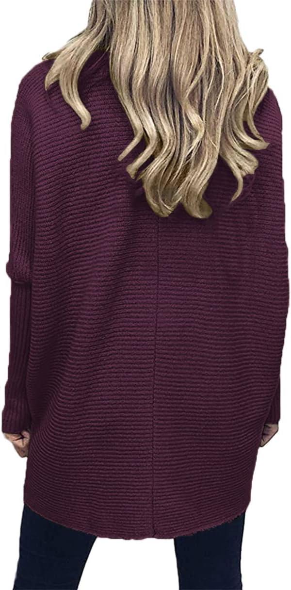 imageANRABESS Womens Oversized Turtleneck Batwing Long Sleeve Casual Cozy Baggy Knit Pullover Tunic Sweater 2024 Fall OutfitsPurple