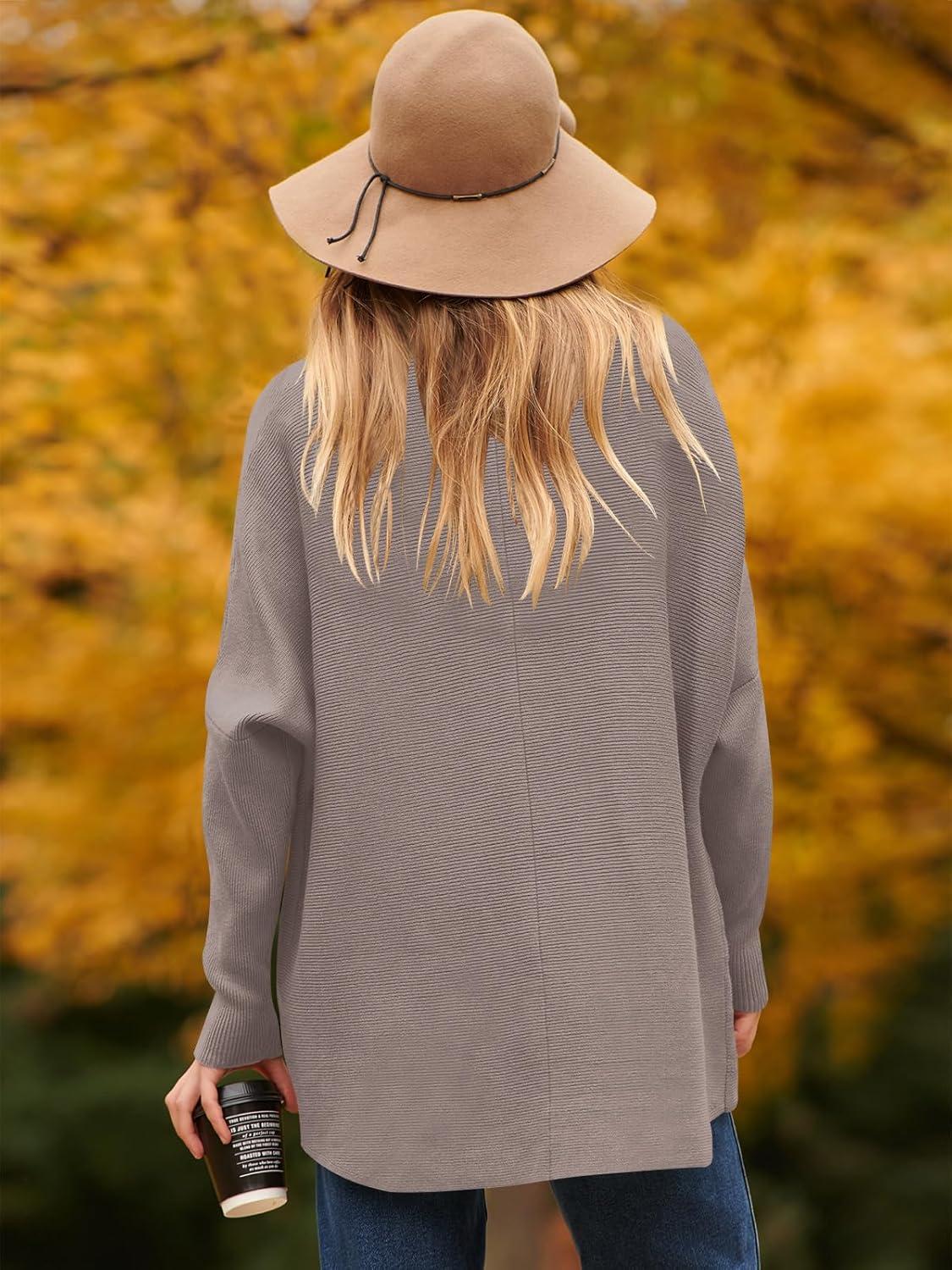 imageANRABESS Womens Oversized Turtleneck Batwing Long Sleeve Casual Cozy Baggy Knit Pullover Tunic Sweater 2024 Fall OutfitsRed Apricot