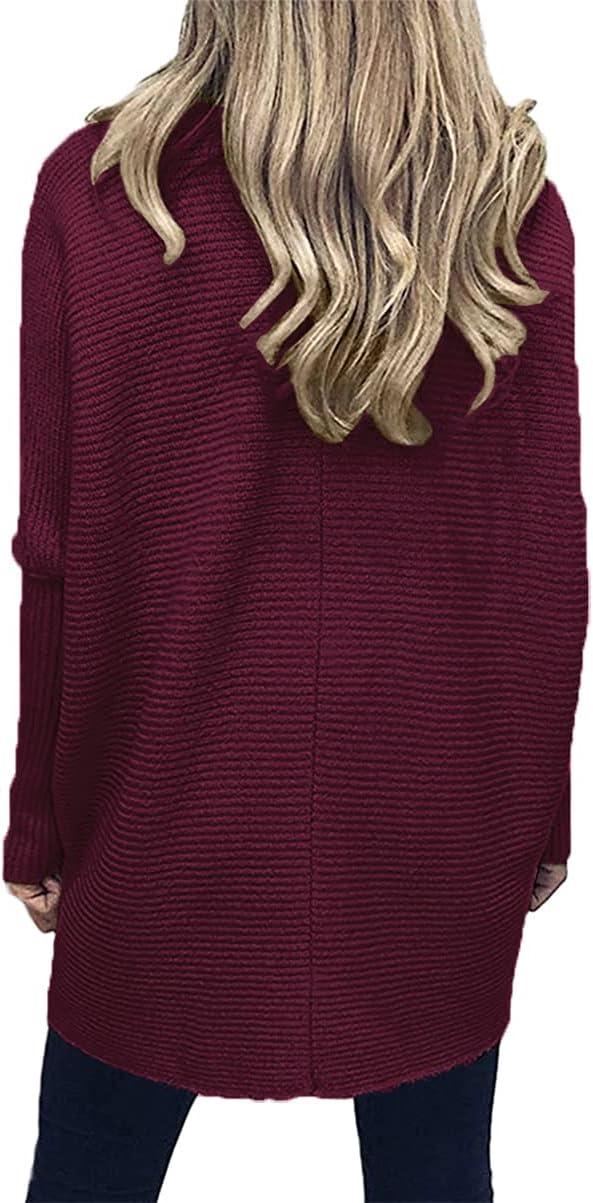 imageANRABESS Womens Oversized Turtleneck Batwing Long Sleeve Casual Cozy Baggy Knit Pullover Tunic Sweater 2024 Fall OutfitsWine Red