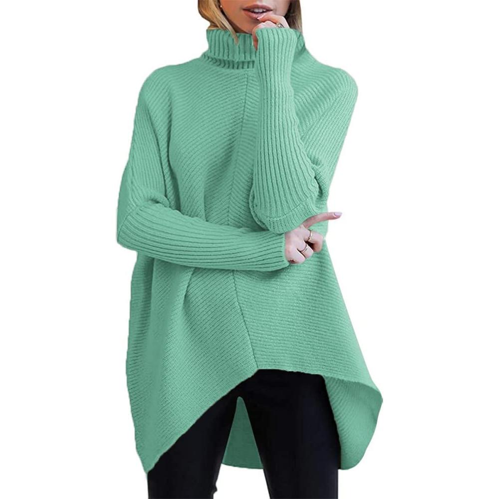 imageANRABESS Womens Oversized Turtleneck Batwing Long Sleeve Casual Cozy Baggy Knit Pullover Tunic Sweater 2024 Fall OutfitsLake