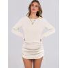 imageANRABESS Women 2 Piece Outfits Long Sleeve Sweater Top Mini Skirt Sets 2025 Fall Spring Lounge Travel Beach Clothing SetsBeige