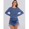imageANRABESS Women 2 Piece Outfits Long Sleeve Sweater Top Mini Skirt Sets 2025 Fall Spring Lounge Travel Beach Clothing SetsDeep Blue