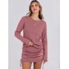 imageANRABESS Women 2 Piece Outfits Long Sleeve Sweater Top Mini Skirt Sets 2025 Fall Spring Lounge Travel Beach Clothing SetsDeep Pink
