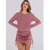 imageANRABESS Women 2 Piece Outfits Long Sleeve Sweater Top Mini Skirt Sets 2025 Fall Spring Lounge Travel Beach Clothing SetsDeep Pink