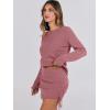 imageANRABESS Women 2 Piece Outfits Long Sleeve Sweater Top Mini Skirt Sets 2025 Fall Spring Lounge Travel Beach Clothing SetsDeep Pink