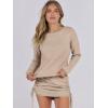imageANRABESS Women 2 Piece Outfits Long Sleeve Sweater Top Mini Skirt Sets 2025 Fall Spring Lounge Travel Beach Clothing SetsKhaki