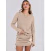 imageANRABESS Women 2 Piece Outfits Long Sleeve Sweater Top Mini Skirt Sets 2025 Fall Spring Lounge Travel Beach Clothing SetsKhaki