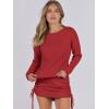 imageANRABESS Women 2 Piece Outfits Long Sleeve Sweater Top Mini Skirt Sets 2025 Fall Spring Lounge Travel Beach Clothing SetsRed