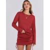 imageANRABESS Women 2 Piece Outfits Long Sleeve Sweater Top Mini Skirt Sets 2025 Fall Spring Lounge Travel Beach Clothing SetsRed