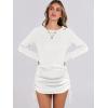 imageANRABESS Women 2 Piece Outfits Long Sleeve Sweater Top Mini Skirt Sets 2025 Fall Spring Lounge Travel Beach Clothing SetsWhite