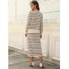 imageANRABESS Women 2 Piece Outfits Striped Sweater Skirt Sets 2025 Fall Casual Long Sleeve Pullover Top Lounge Travel Midi DressBeige Black