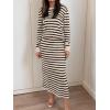 imageANRABESS Women 2 Piece Outfits Striped Sweater Skirt Sets 2025 Fall Casual Long Sleeve Pullover Top Lounge Travel Midi DressBeige Black