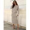 imageANRABESS Women 2 Piece Outfits Striped Sweater Skirt Sets 2025 Fall Casual Long Sleeve Pullover Top Lounge Travel Midi DressBeige Black