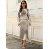 imageANRABESS Women 2 Piece Outfits Striped Sweater Skirt Sets 2025 Fall Casual Long Sleeve Pullover Top Lounge Travel Midi DressBeige Black