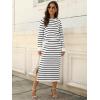 imageANRABESS Women 2 Piece Outfits Striped Sweater Skirt Sets 2025 Fall Casual Long Sleeve Pullover Top Lounge Travel Midi DressBlack White
