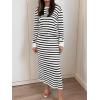imageANRABESS Women 2 Piece Outfits Striped Sweater Skirt Sets 2025 Fall Casual Long Sleeve Pullover Top Lounge Travel Midi DressBlack White