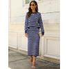 imageANRABESS Women 2 Piece Outfits Striped Sweater Skirt Sets 2025 Fall Casual Long Sleeve Pullover Top Lounge Travel Midi DressBlue White