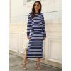 imageANRABESS Women 2 Piece Outfits Striped Sweater Skirt Sets 2025 Fall Casual Long Sleeve Pullover Top Lounge Travel Midi DressBlue White