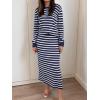 imageANRABESS Women 2 Piece Outfits Striped Sweater Skirt Sets 2025 Fall Casual Long Sleeve Pullover Top Lounge Travel Midi DressBlue White