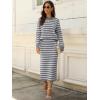 imageANRABESS Women 2 Piece Outfits Striped Sweater Skirt Sets 2025 Fall Casual Long Sleeve Pullover Top Lounge Travel Midi DressGrey White