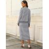 imageANRABESS Women 2 Piece Outfits Striped Sweater Skirt Sets 2025 Fall Casual Long Sleeve Pullover Top Lounge Travel Midi DressGrey White