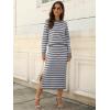 imageANRABESS Women 2 Piece Outfits Striped Sweater Skirt Sets 2025 Fall Casual Long Sleeve Pullover Top Lounge Travel Midi DressGrey White