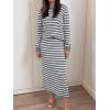 imageANRABESS Women 2 Piece Outfits Striped Sweater Skirt Sets 2025 Fall Casual Long Sleeve Pullover Top Lounge Travel Midi DressGrey White
