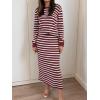 imageANRABESS Women 2 Piece Outfits Striped Sweater Skirt Sets 2025 Fall Casual Long Sleeve Pullover Top Lounge Travel Midi DressRed White