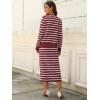 imageANRABESS Women 2 Piece Outfits Striped Sweater Skirt Sets 2025 Fall Casual Long Sleeve Pullover Top Lounge Travel Midi DressRed White