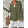 imageANRABESS Womens 2025 Fall Long Sleeve Half Zip Casual Oversized Ribbed Knit Pullover Sweater Top Thumb Hole Trendy OutfitsArmy Green